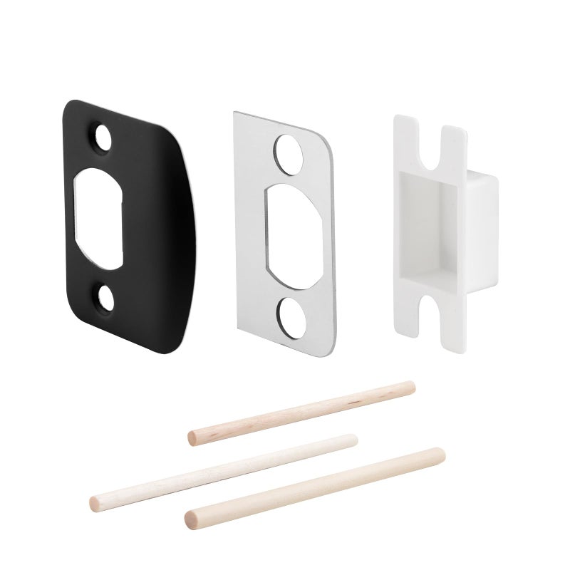 MOSECYOU Standard Door Strike Plate with Shim, Door Lock Latch Restorer Spacer, Universal Residential Security Striker, Fix Door Wont Latch Close (Black) - Image 1